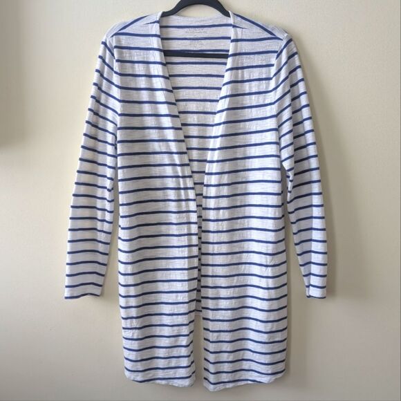 Chico's Ultimate Tee Striped Cardigan Open Front Top Size 1 S-M - Picture 2 of 7